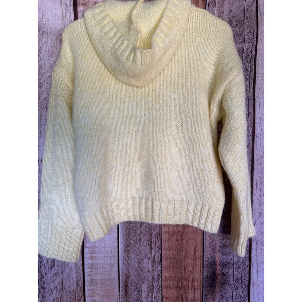 Pilcro Hooded Sweater Chunky Knit Butter Yellow Cozy XS Winter Neutral NWT Flaw - Picture 6 of 11